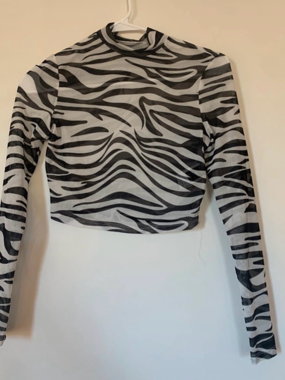 SHEIN Black & White Zebra-Print Crop Top